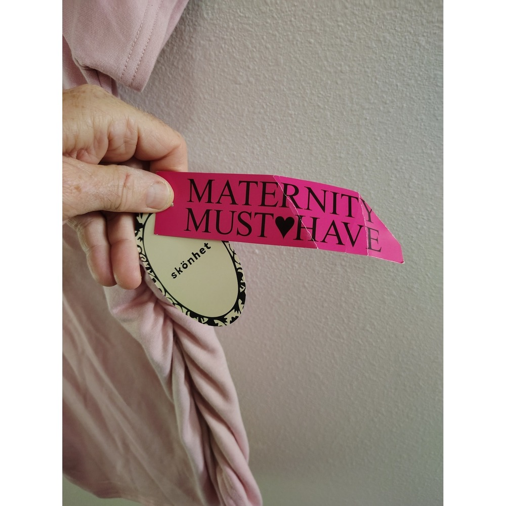 Skonhet Maternity Pink Pearl‎ Sleeve Ruched Side T-Shirt Small NWT